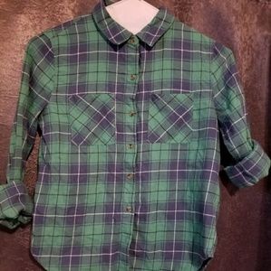 Forever 21 green & blue flannel NWOT